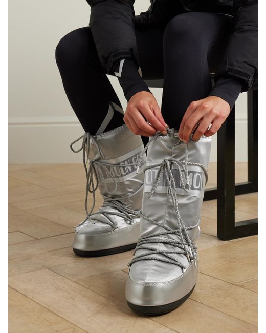 Après-Skis En Tissu Technique Et En Pvc Métallisés Icon Glance Moon Boot en coloris Gray