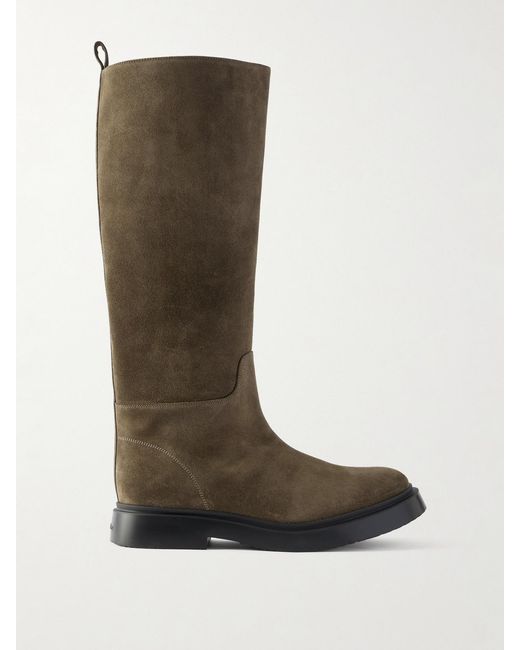 Proenza Schouler Brown Bank Kniehohe Stiefel Aus Veloursleder