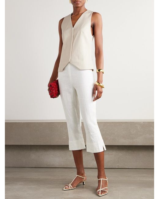 Faithfull The Brand White Capri Verkürzte Hose Mit Schmalem Bein Aus Leinen