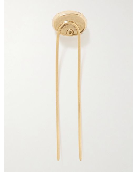 Jennifer Behr White Gemma-Plated Crystal Hair Pin