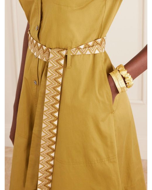 Emporio Sirenuse Yellow Giselle Belted Cotton Midi Dress