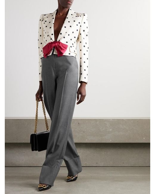 Valentino Garavani Gray Wool-Twill Straight-Leg Pants
