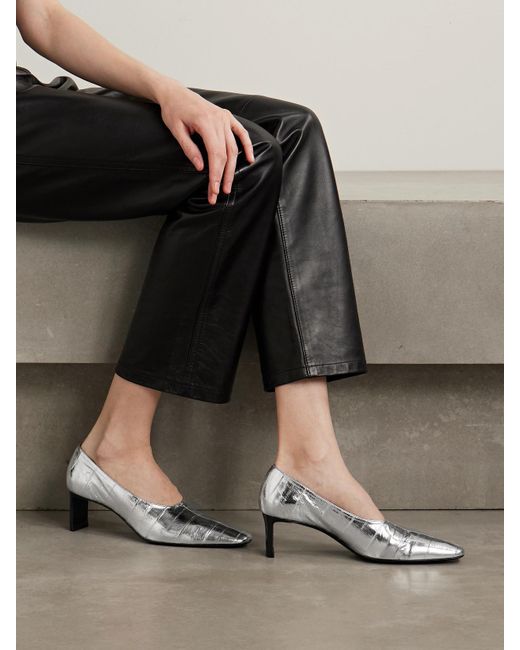 Khaite White Cecilia Pumps Aus Metallic-Leder