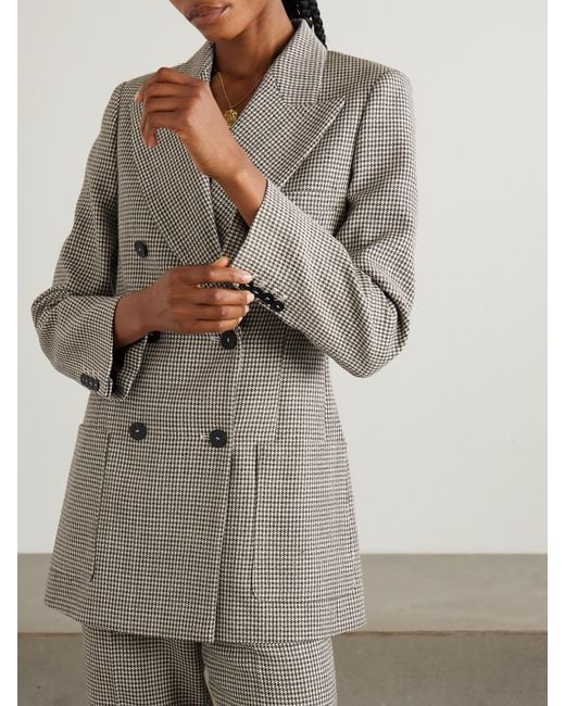 Joseph Gray Leandre Double-Breasted Houndstooth Wool-Blend Blazer