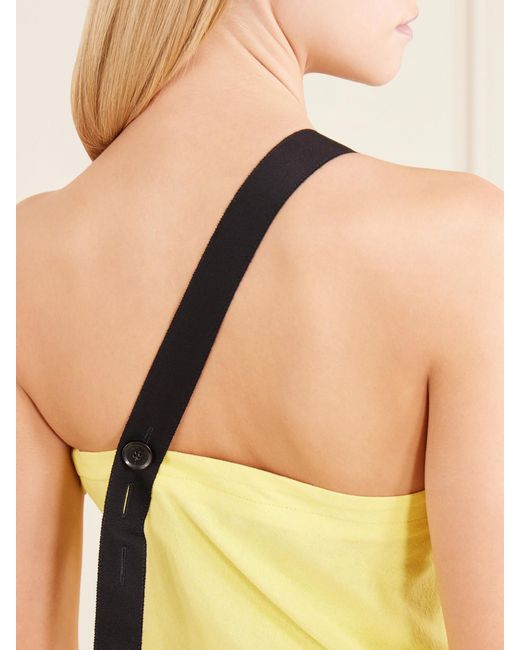 Proenza Schouler Yellow Sirena One-Shoulder Gathered Crepe Maxi Dress
