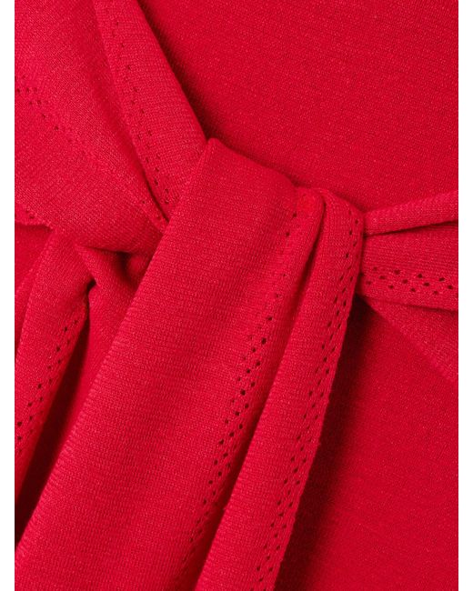 Proenza Schouler Red Phelan Tie-Front Pointelle-Knit Linen-Blend Midi Skirt