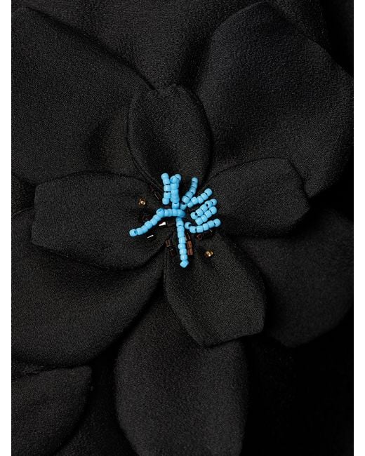 ShuShu/Tong Black Embellished Appliquéd Duchesse-Satin Mini Dress