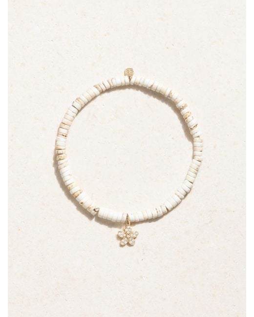 Sydney Evan White Small Plumeria 14-Karat, And Diamond Bracelet