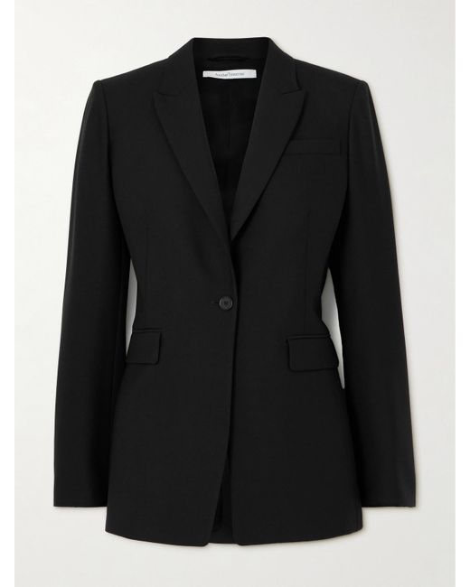 Another Tomorrow Black Blazer Aus Grain De Poudre Aus Wolle