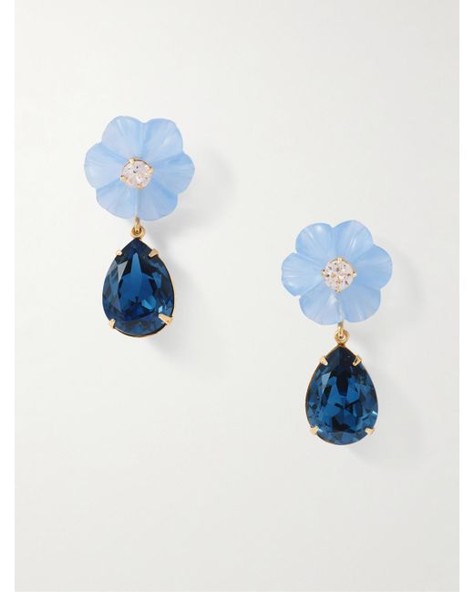 Jennifer Behr Blue Juna-Plated, Crystal And Chalcedony Earrings