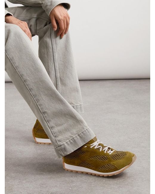 Baskets En Daim, Cuir Et Résille Orbit Bottega Veneta en coloris Green