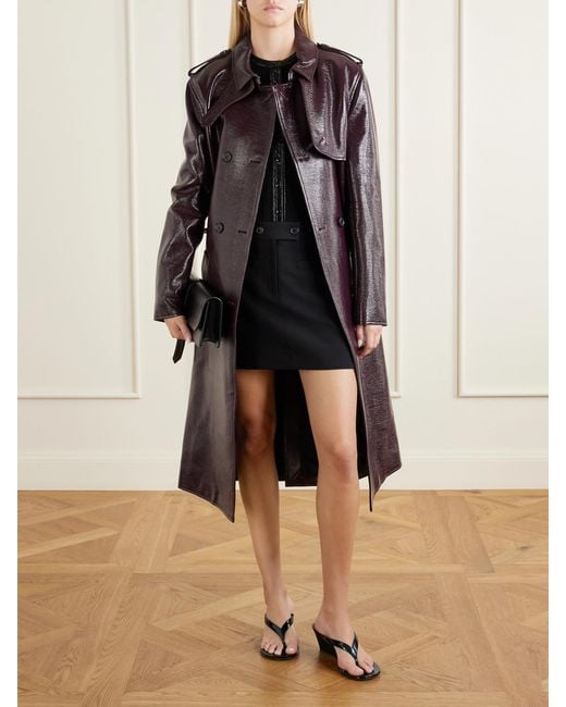 Courreges Purple Belted Cotton-Blend Vinyl Trench Coat