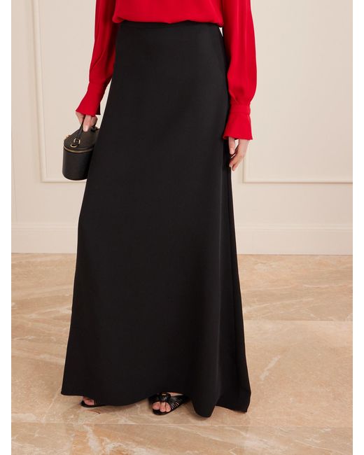 Valentino Garavani Black Silk-Cady Maxi Skirt