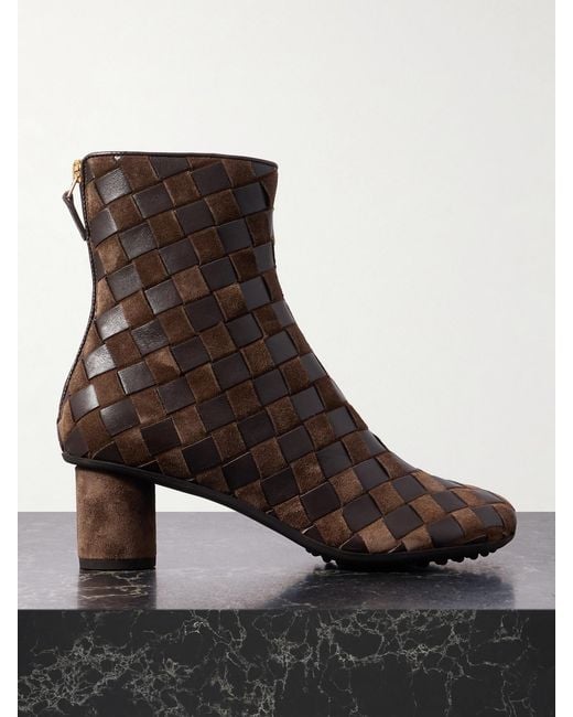 Bottega Veneta Black Atomic Intrecciato Leather Ankle Boots