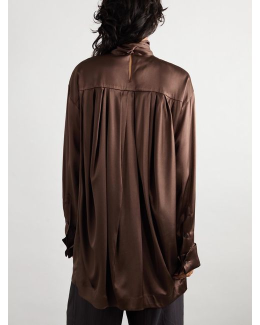 Dries Van Noten Brown Schluppenbluse Aus Satin Aus Einer Seidenmischung