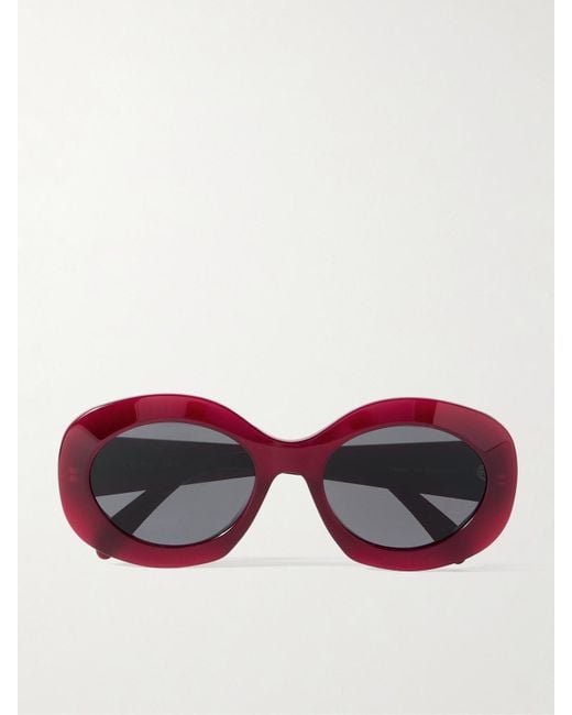 Céline Red Triomphe Oversized Round-Frame Acetate Sunglasses