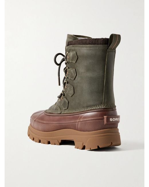 Sorel Brown Barbour Caribou Horizon Rubber-Trimmed Leather And Gore-Tex Boots