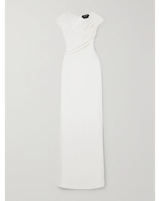 Tom Ford White Draped Silk-Georgette Gown