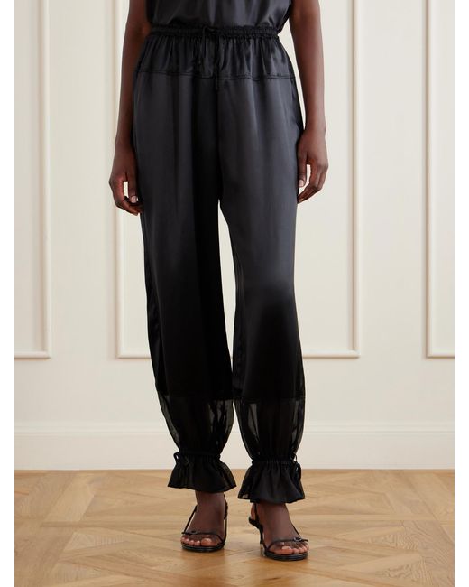 Ulla Johnson Blue Camile Cinched Ruffled Silk Balloon Pants