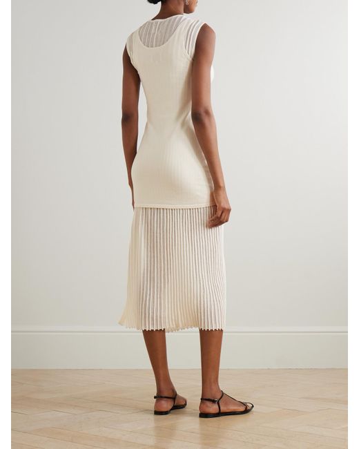 Loulou de Saison White Ada Mehrlagiges Midikleid Aus Einer Gerippten Baumwollmischung