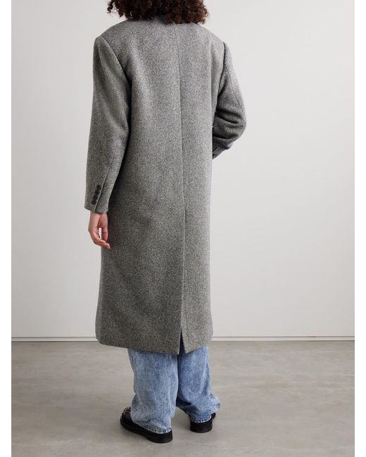 Isabel Marant Gray Lexana Double-Breasted Wool-Blend Coat