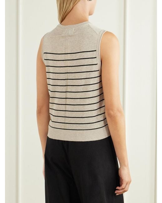 La Ligne Natural Lee Striped Knitted Vest