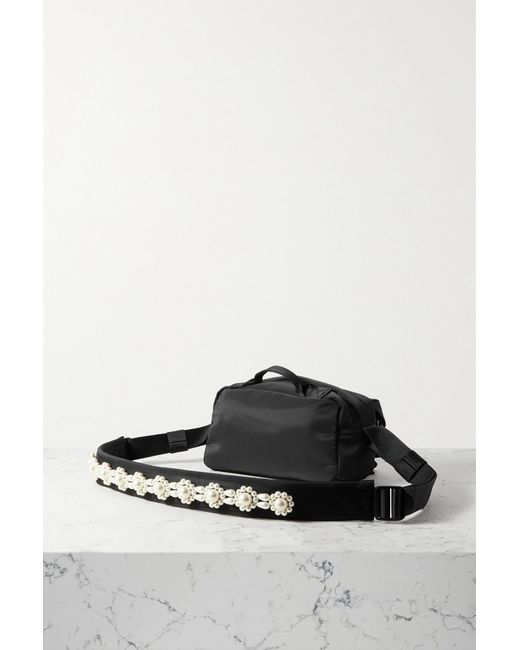 Simone Rocha Bow And Faux Pearl embellished Shell Belt Bag in