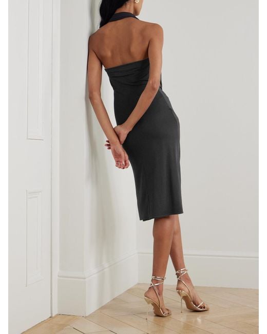 Versace Black Neckholder-Kleid Aus Stretch-Jersey Mit Raffungen Und Verzierung
