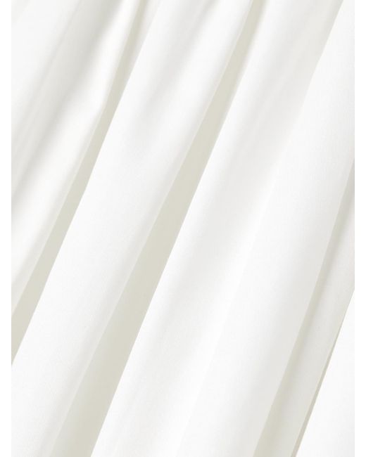 La Ligne White Laurence Midirock Aus Baumwollpopeline Mit Besatz Aus Stretch-Strick Und Raffung