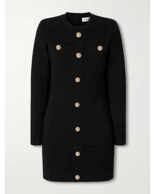 Balmain Black Knitted Mini Dress