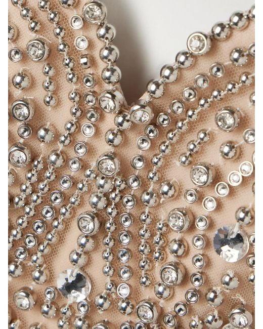 Elie Saab Natural Strapless Embellished Tulle Gown