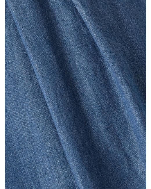 Miguelina Blue River Hose Mit Weitem Bein Aus Baumwoll-Chambray Mit Falten