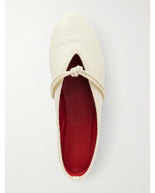 Bottega Veneta Natural Rosa Intrecciato-Trimmed Leather Mules