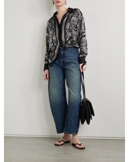 Nili Lotan Black Alfie Hemd Aus Seiden-Twill Mit Paisley-Print