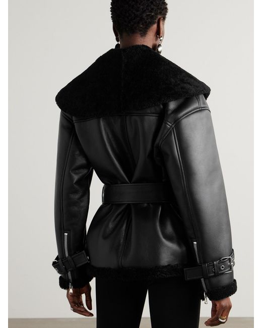Salon 1884 Black Marcelle Belted Shearling Jacket