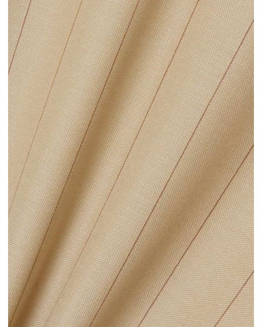 Jil Sander Natural Bluse Aus Einer Woll-Mohairmischung Mit Nadelstreifen