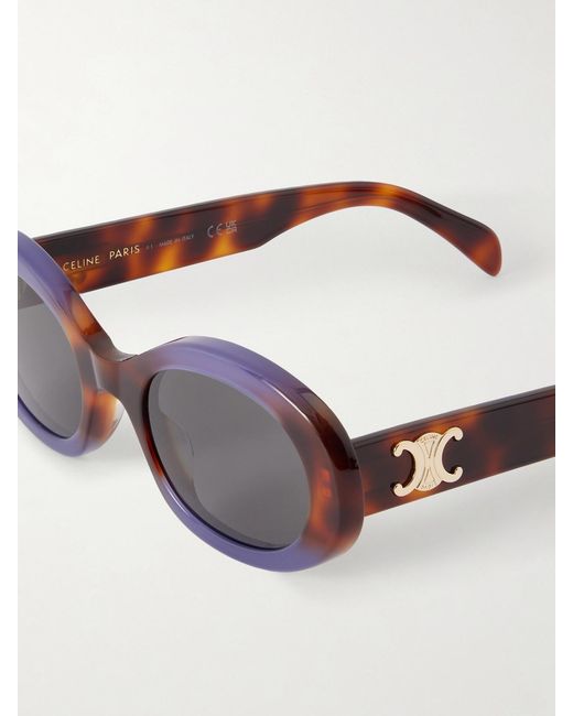 Céline Brown Triomphe Oval-Frame Acetate Sunglasses