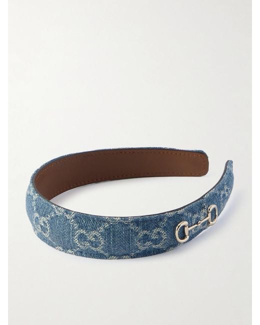 Gucci Blue Horsebit-Detailed Denim-Jacquard Headband
