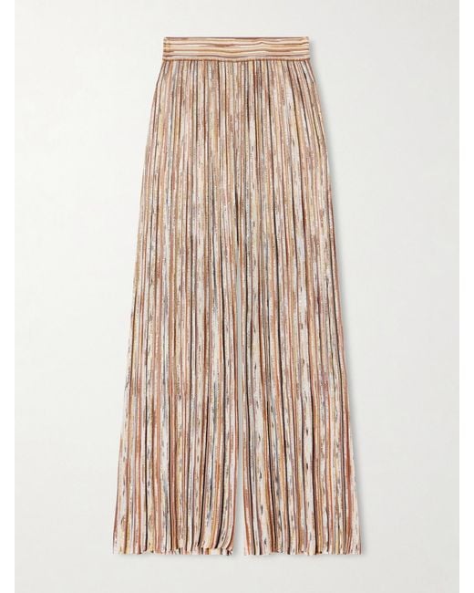 Missoni Natural Mare Embellished Metallic Crochet-Knit Wide-Leg Pants