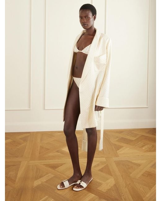 Tom Ford Natural Polka-Dot Silk Robe