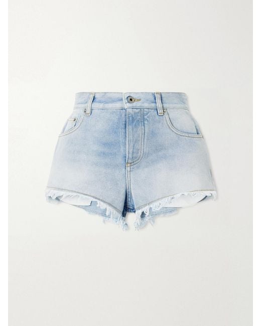 Loewe Blue Paula's Ibiza Anagram Distressed Straight-Leg Denim Shorts