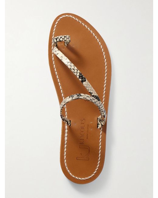 K. Jacques Multicolor Actium Snake-Effect Leather Slides