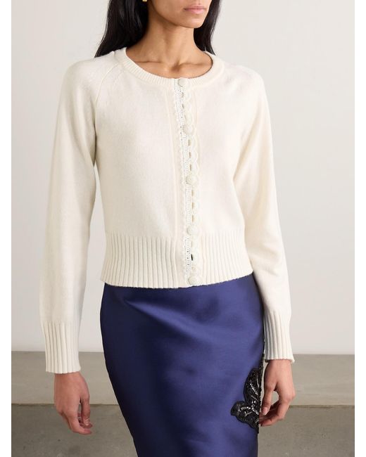 Erdem Natural Convertible Merino Wool-Blend And Crocheted Organic Cotton Cardigan
