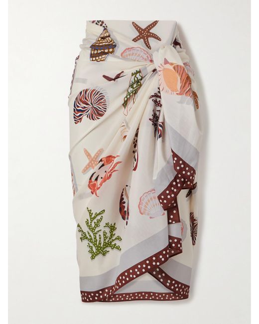 Eres Multicolor Grain De Café Latte Printed Cotton And Silk-Blend Voile Pareo