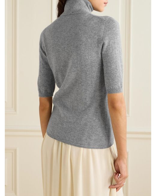 Allude Gray Cashmere Turtleneck Sweater