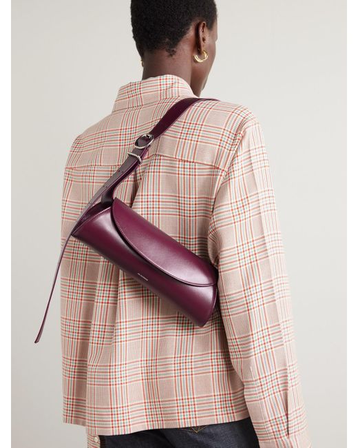 Jil Sander Purple Cannolo Kleine Schultertasche Aus Leder