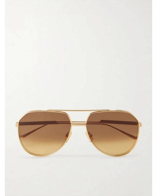 Bottega Veneta Metallic Aviator-Style Metal Sunglasses