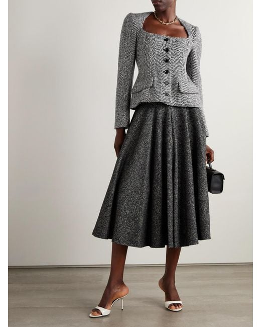 Dolce & Gabbana Gray Herringbone Wool Jacket