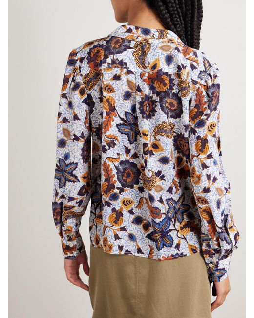 Ulla Johnson Blue Florian Printed Silk Blouse