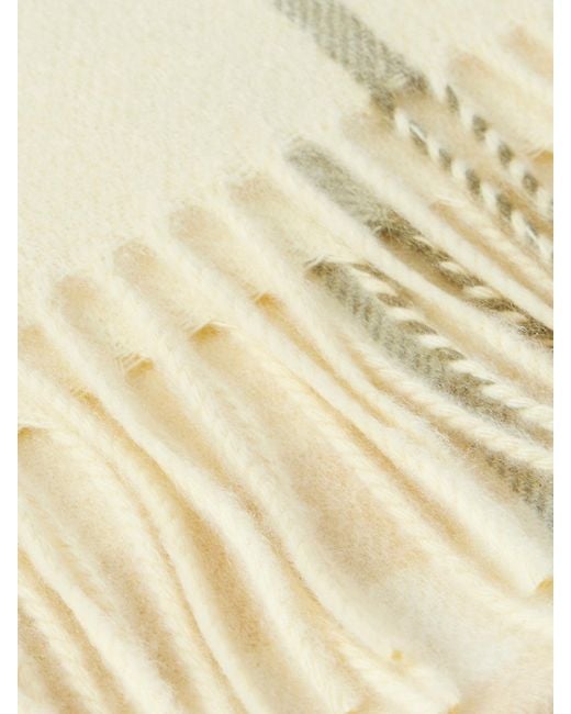 Burberry Natural Fringed Checked Cashmere Scarf